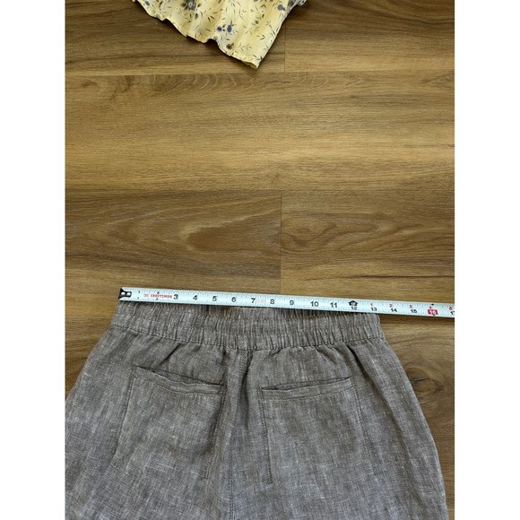 Athleta retreat Linen ankle Pants Tan Taupe Elastic Waist XS coastal Beach - Picture 5 of 7